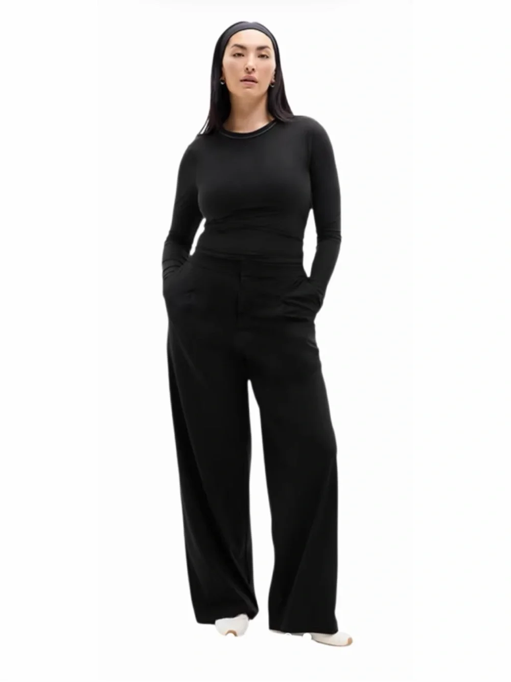 Athleta Pinnacle Cargo Trouser Pants Wide Leg High Rise Pockets Black Size 10 - Picture 5 of 12
